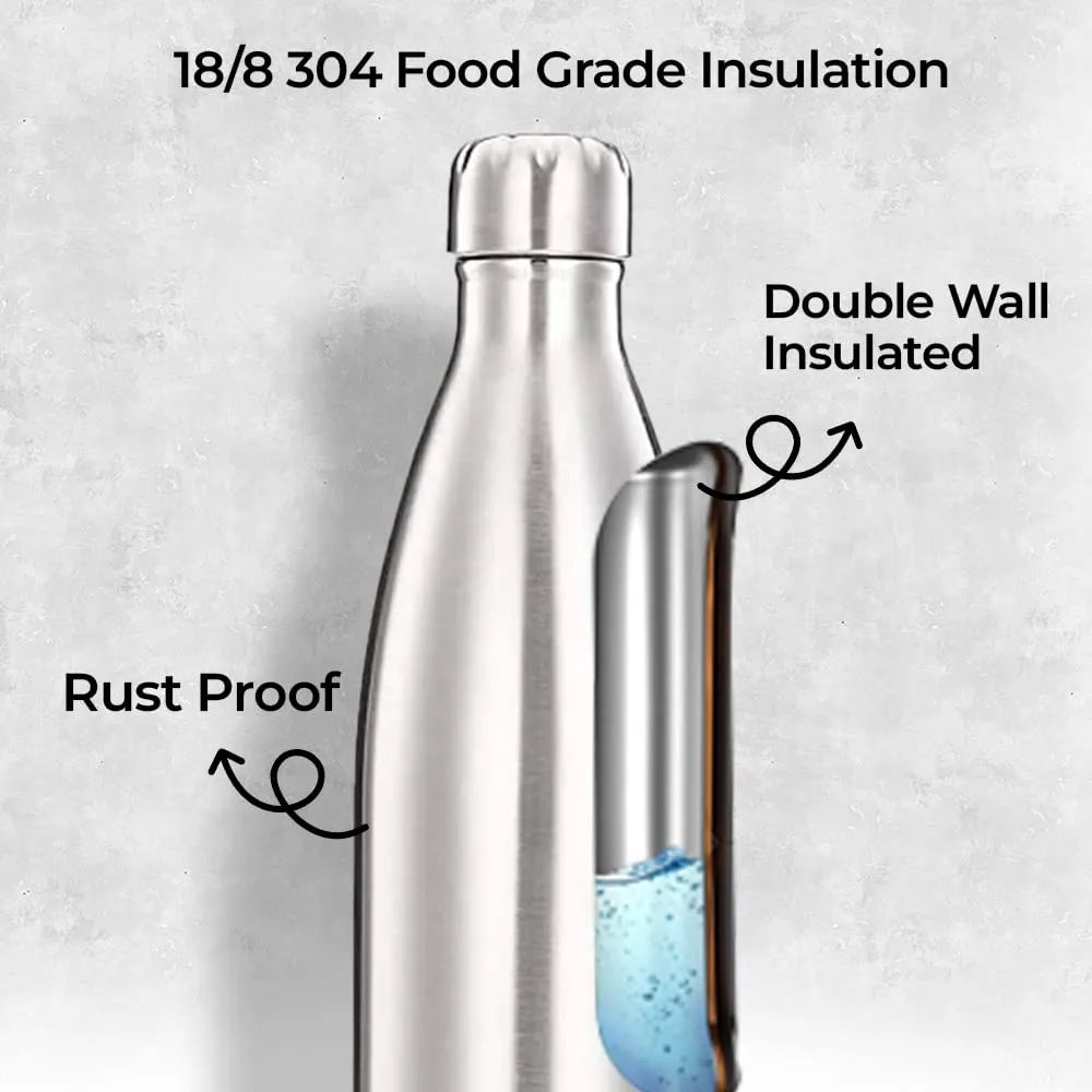 The Better Home 1000 ml Thermosteel Bottle | Doubled Wall 304 Stainless Steel | Stays Hot For 18 Hrs & Cold For 24 Hrs | Rustproof & Leakproof | Insulated Water Bottles for Office, Camping, Travel