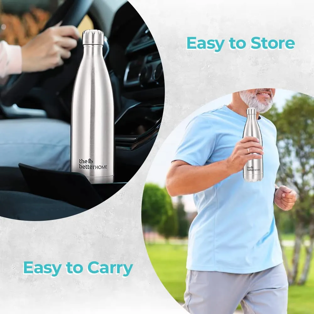 The Better Home 1000 ml Thermosteel Bottle | Doubled Wall 304 Stainless Steel | Stays Hot For 18 Hrs & Cold For 24 Hrs | Rustproof & Leakproof | Insulated Water Bottles for Office, Camping, Travel