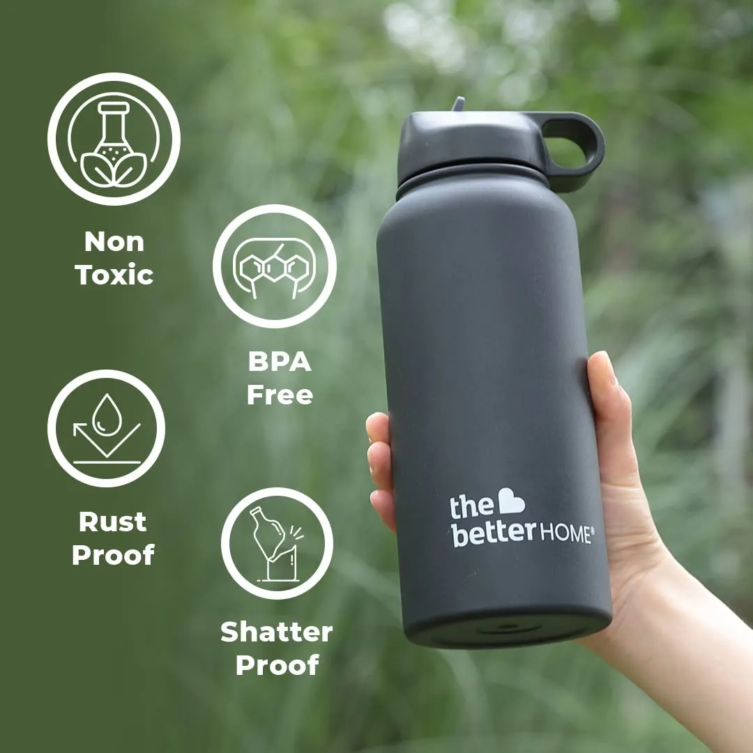 The Better Home 1000 Stainless Steel Insulated Sipper Water Bottle for Adults and Kids 1 Litre (Pack of 2, Green)