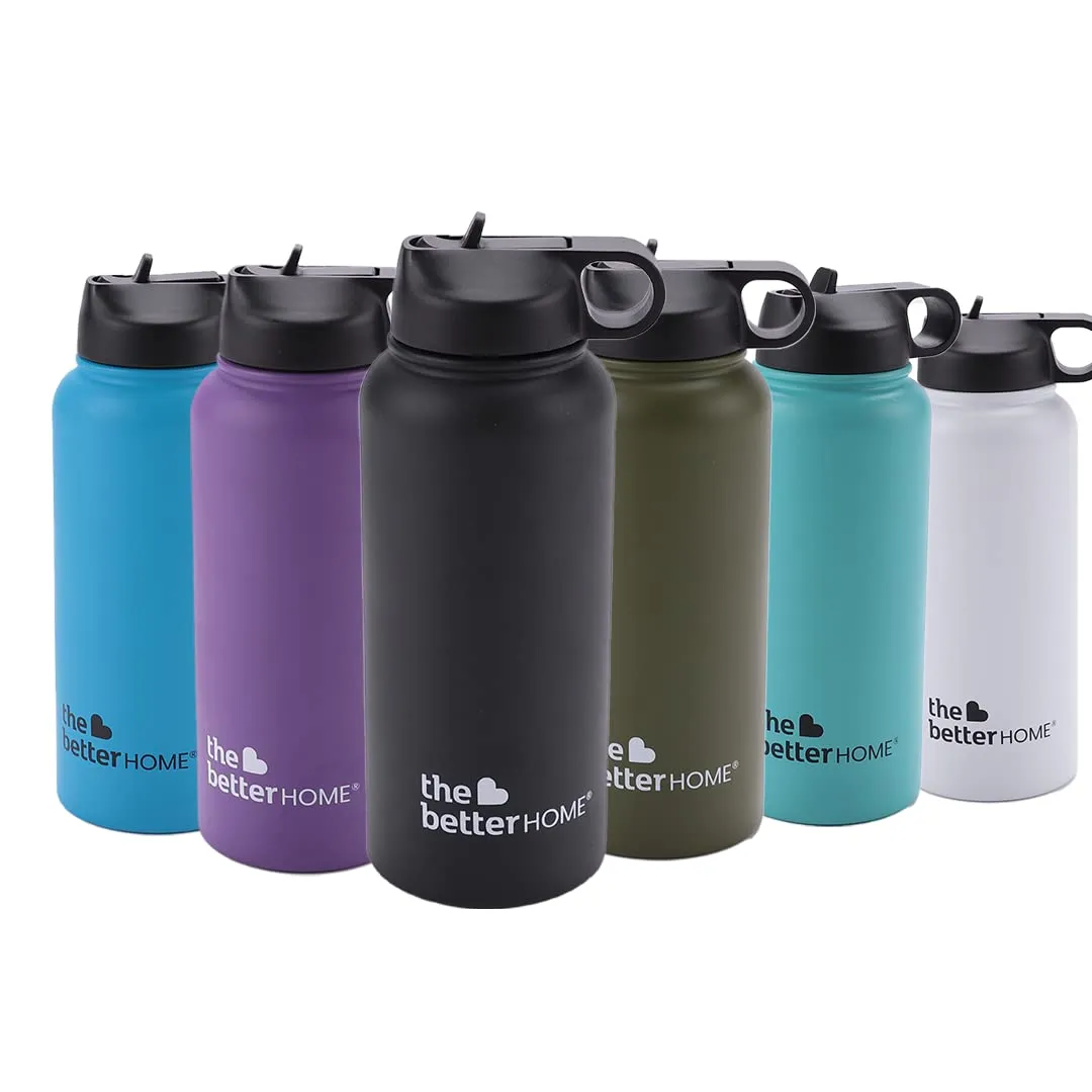 The Better Home 1000 Stainless Steel Insulated Sipper Water Bottle for Adults and Kids 1 Litre (Pack of 2, Green)