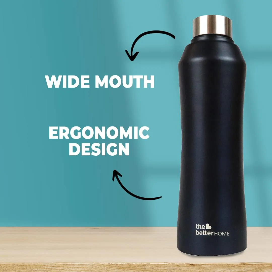 The Better Home 1000 Stainless Steel Water Bottle 1 Litre - Black Pack of 3 | Eco-Friendly, Non-Toxic & BPA Free Water Bottles 1  Litre | Rust-Proof, Lightweight, Leak-Proof & Durable