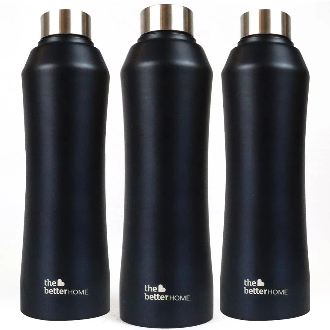 The Better Home 1000 Stainless Steel Water Bottle 1 Litre - Black Pack of 3 | Eco-Friendly, Non-Toxic & BPA Free Water Bottles 1  Litre | Rust-Proof, Lightweight, Leak-Proof & Durable