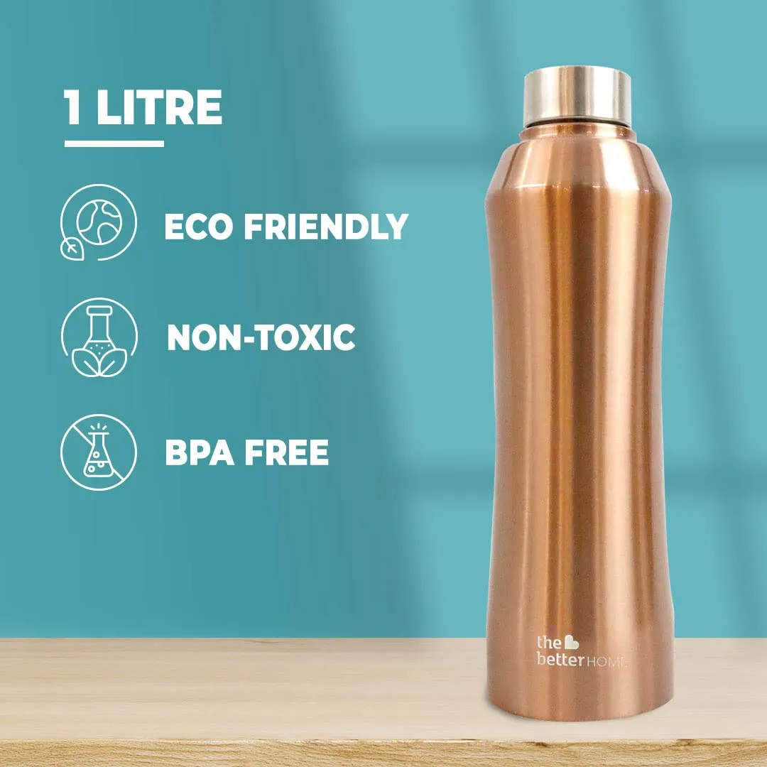 The Better Home 1000 Stainless Steel Water Bottle 1 Litre - Gold | Eco-Friendly, Non-Toxic & BPA Free Water Bottles 1  Litre | Rust-Proof, Lightweight, Leak-Proof & Durable| Pack of 2