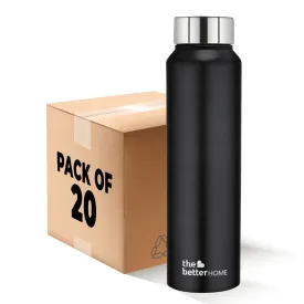 The Better Home 1000 Stainless Steel Water Bottle 1 Litre | Rust-Proof, Lightweight, Leak-Proof & Durable | Eco-Friendly, Non-Toxic & BPA Free Water Bottles 1  Litre | Black (Pack of 20)