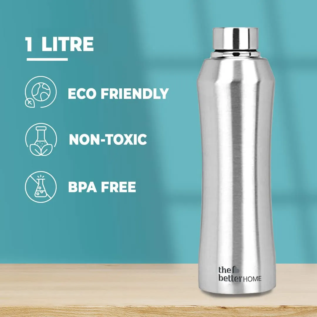 The Better Home 1000 Stainless Steel Water Bottle 1 Litre Silver | Eco-Friendly, Non-Toxic & BPA Free Water Bottles 1  Litre | Rust-Proof, Lightweight, Leak-Proof & Durable Pack Of 1