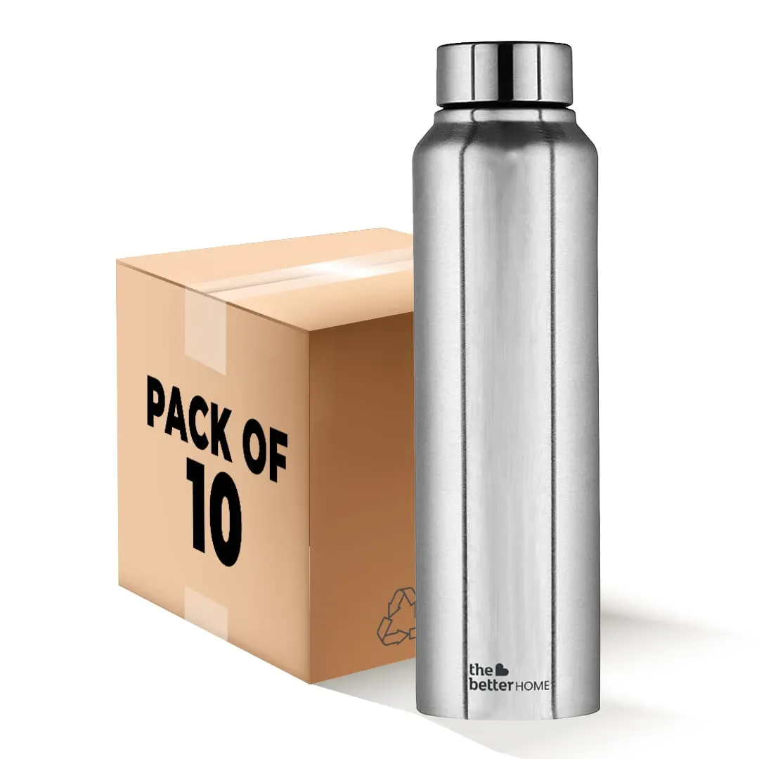 The Better Home 1000 Stainless Steel Water Bottle 1 Litre - Silver (Pack of 10) | Rust-Proof, Lightweight, Leak-Proof & Durable | Eco-Friendly, Non-Toxic & BPA Free Water Bottles 1  Litre