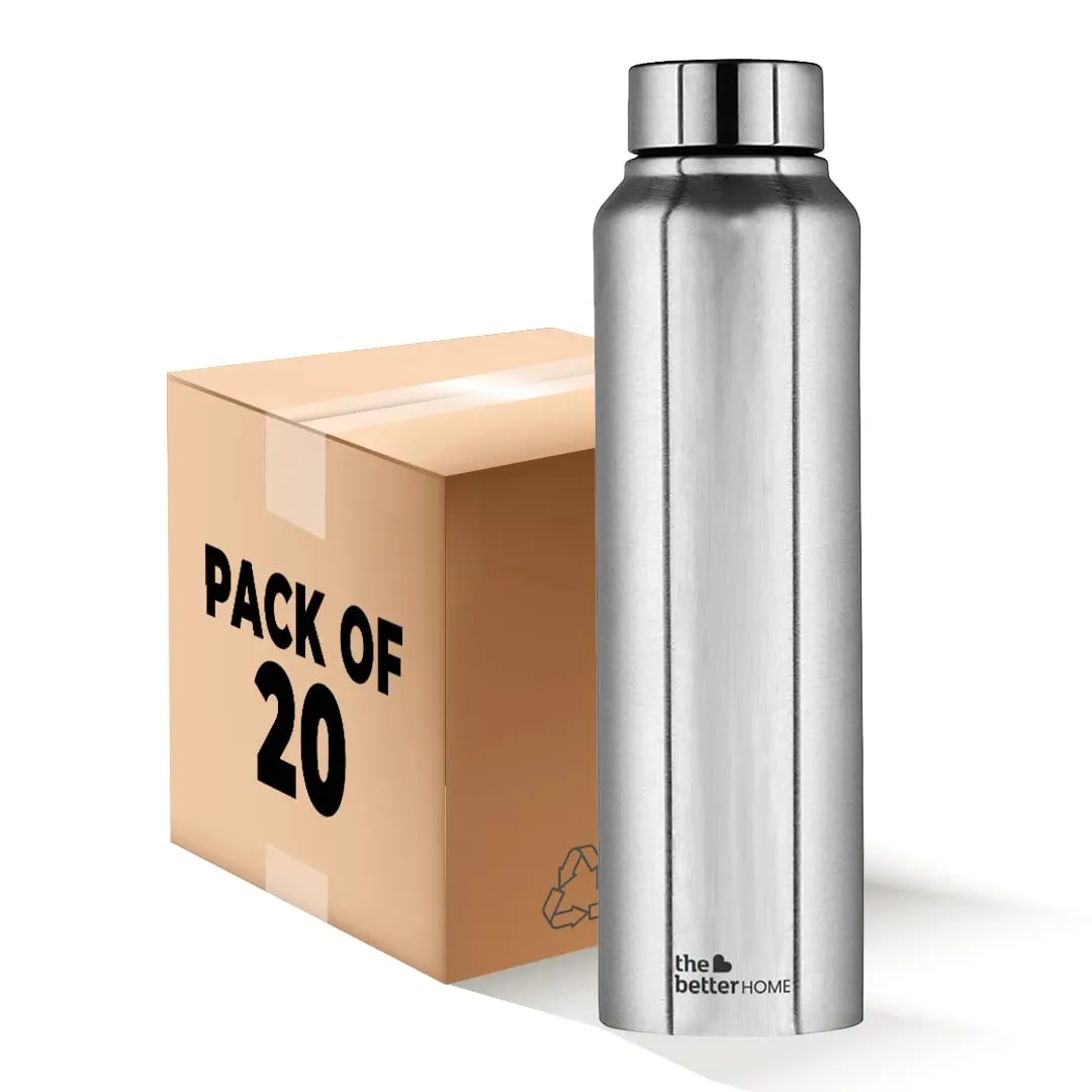 The Better Home 1000 Stainless Steel Water Bottle 1 Litre - Silver (Pack of 20) | Rust-Proof, Lightweight, Leak-Proof & Durable | Eco-Friendly, Non-Toxic & BPA Free Water Bottles 1  Litre