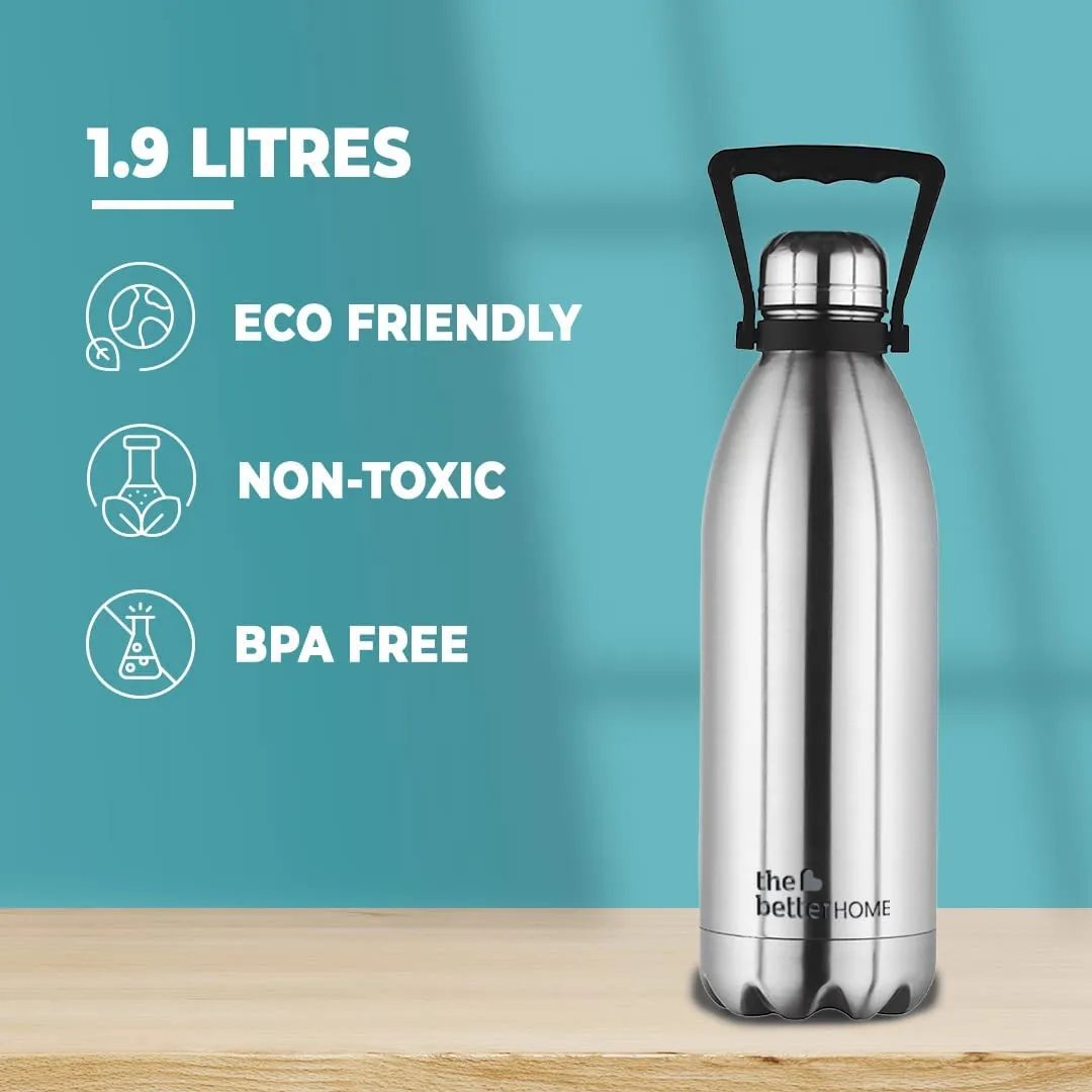 The Better Home 2 Ltrs Thermosteel Bottle | Doubled Wall 304 Stainless Steel | Stays Hot For 18 Hrs & Cold For 24 Hrs | Rustproof & Leakproof | Insulated Water Bottles for Office, Camping, Travel