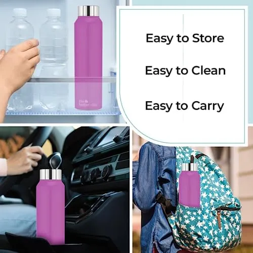 The Better Home 304 Stainless Steel Water Bottle 1 Litre | Water Bottle For Office Home | Water Bottle Steel | Steel Water Bottle For Kids School | Office Water Bottle For Women Men (Purple - 2 Pcs)