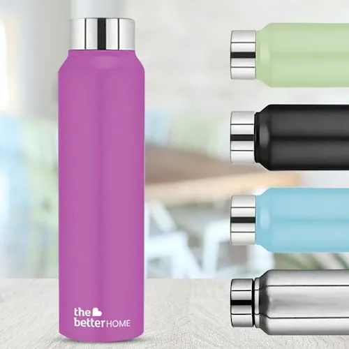 The Better Home 304 Stainless Steel Water Bottle 1 Litre | Water Bottle For Office Home | Water Bottle Steel | Steel Water Bottle For Kids School | Office Water Bottle For Women Men (Purple - 2 Pcs)