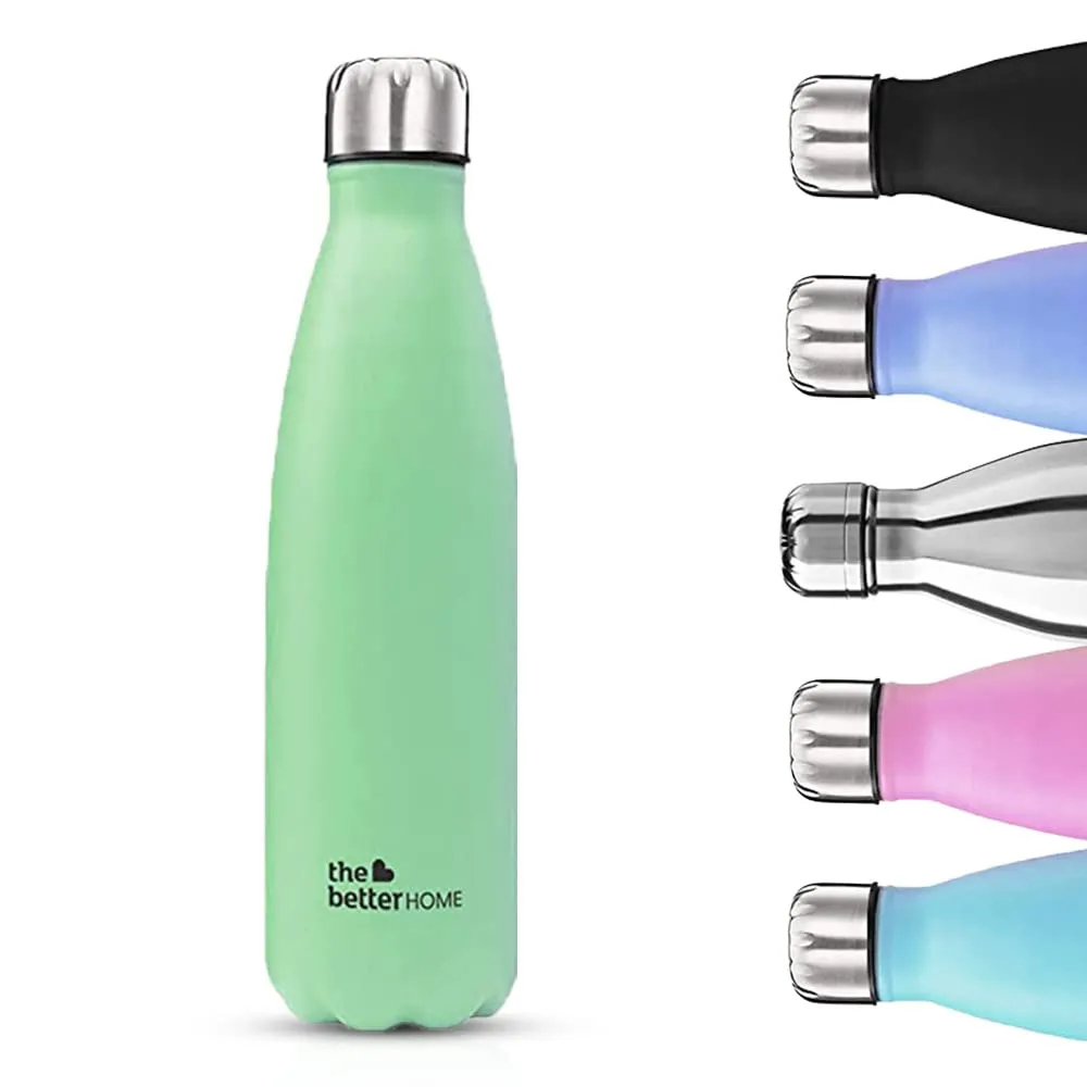 The Better Home 500 ml Thermosteel Bottle | Doubled Wall 304 Stainless Steel | Stays Hot for 18 Hrs & Cold for 24 Hrs | Rustproof & Leakproof | Insulated Water Bottles for Office, Travel | Green