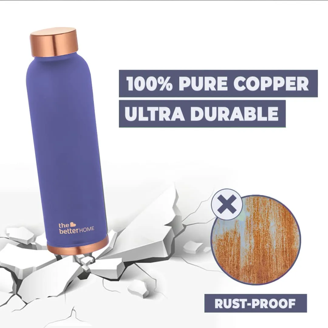 The Better Home Copper Water Bottle 1 Litre | BPA Free Leak Proof Bottle with Anti Oxidant Properties | Copper Water Bottles 1  Litre | 100% Copper Water Bottle | Purple