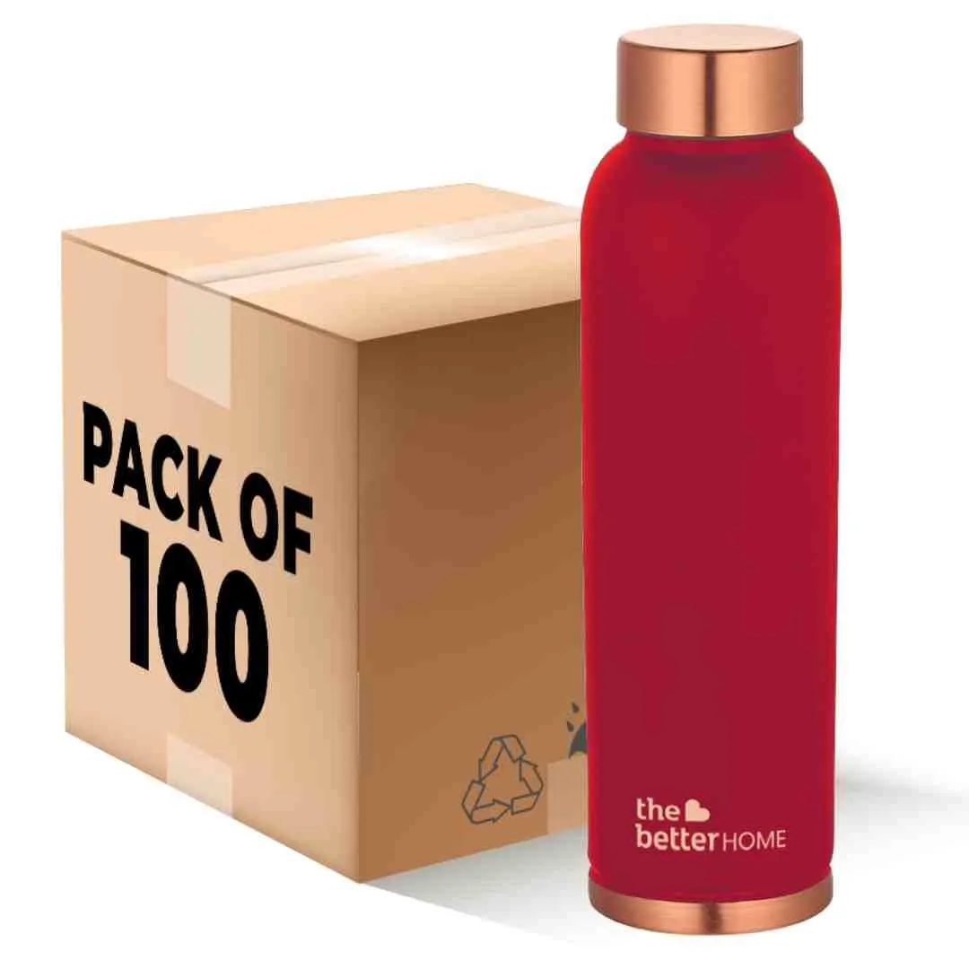 The Better Home Copper Water Bottle 1 Litre(100Pcs) BPA Free Leak Proof Bottle for School Kids | Non Plastic Bottles for Office 1  Litre Capacity | Water Bottal | Dr Copper Water Bottle-Maroon