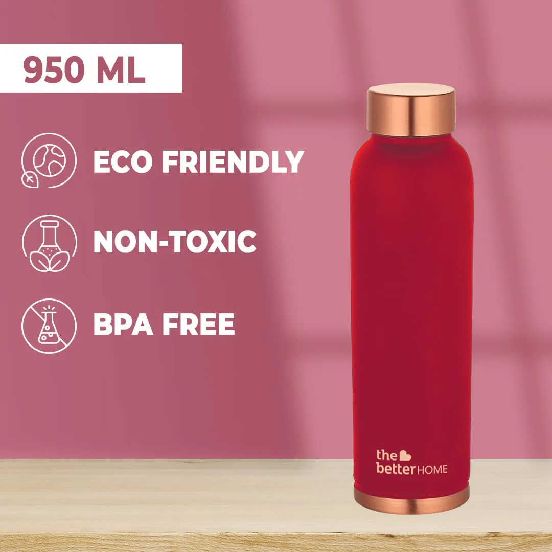 The Better Home Copper Water Bottle 1 Litre(100Pcs) BPA Free Leak Proof Bottle for School Kids | Non Plastic Bottles for Office 1  Litre Capacity | Water Bottal | Dr Copper Water Bottle-Maroon