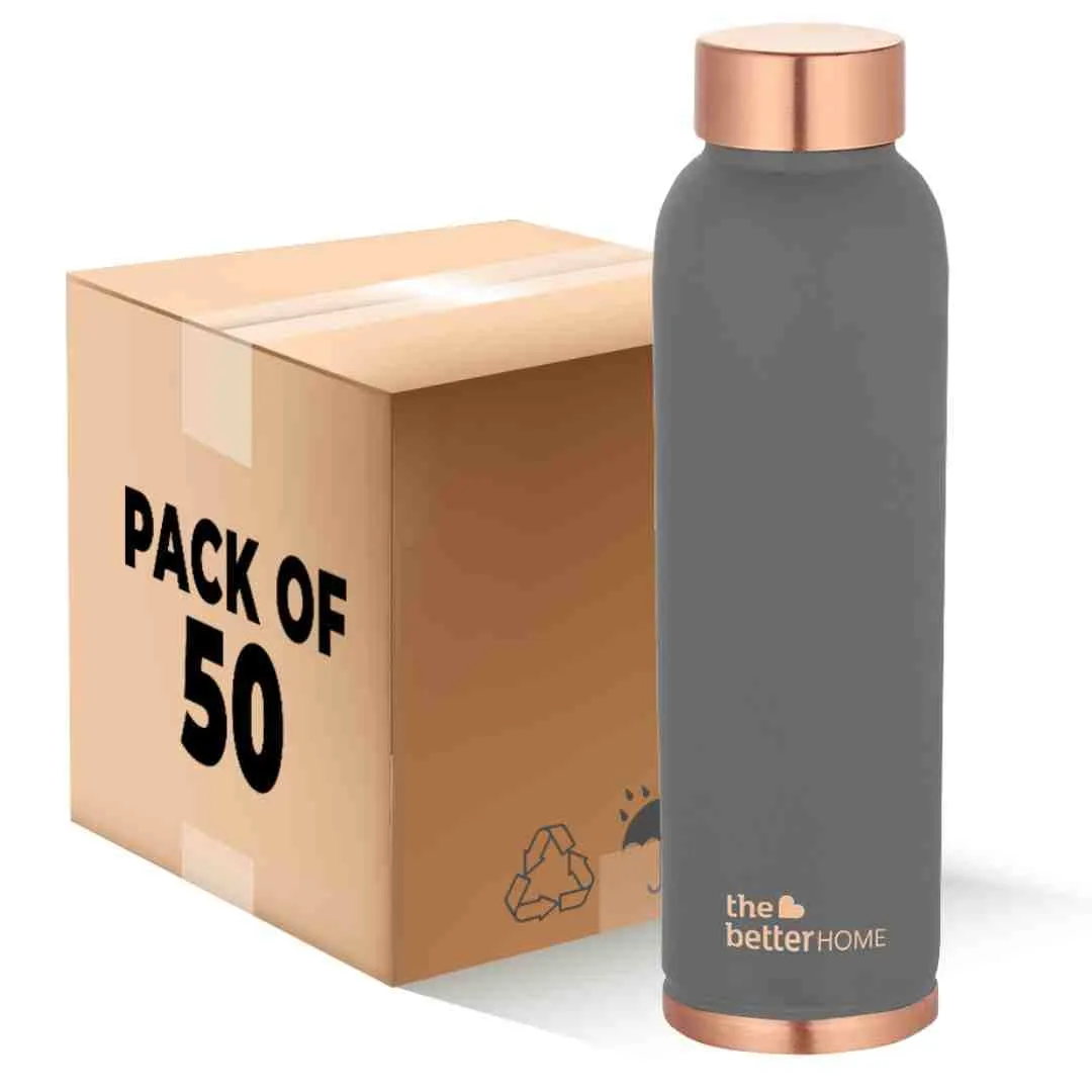 The Better Home Copper Water Bottle 1 Litre(50Pcs) BPA Free Leak Proof Bottle for School Kids | Non Plastic Bottles for Office 1  Litre Capacity | Water Bottal | Dr Copper Water Bottle-Grey