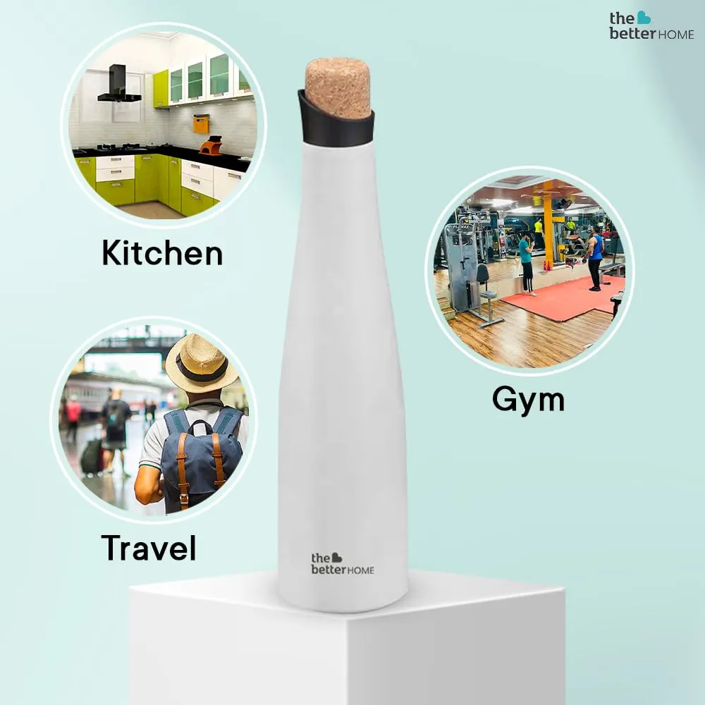 The Better Home Insulated Cork Water Bottle|Hot & Cold Water Bottle 750 Ml -Wine |Easy Pour| Bottle for Fridge/School/Outdoor/Gym/Home/Office/Boys/Girls/Kids, Leak Proof (Pack of 100, White)