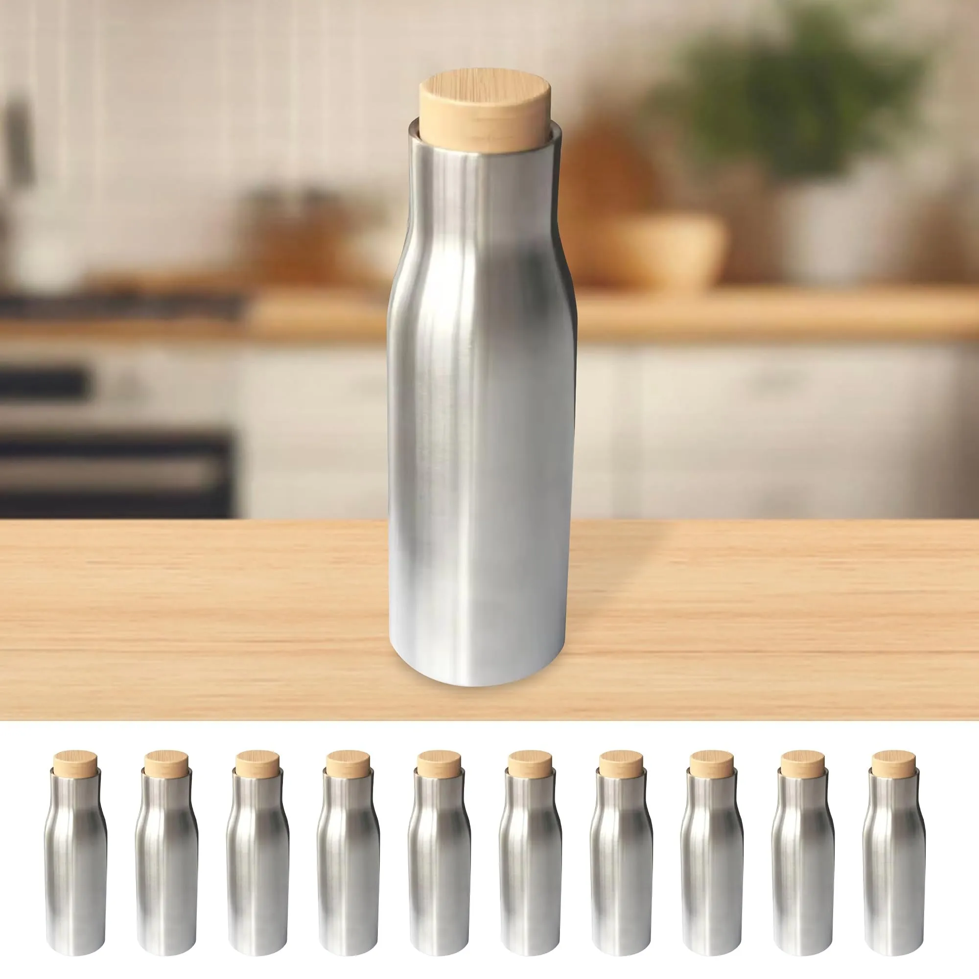 The Better Home Insulated Stainless Steel Water Bottle with Bamboo Lid 500 Ml |Non-Toxic & BPA Free Water Bottle for Home Office Kids| Hot for 18 Hours,Cold for 24 Hours|Pack of 50