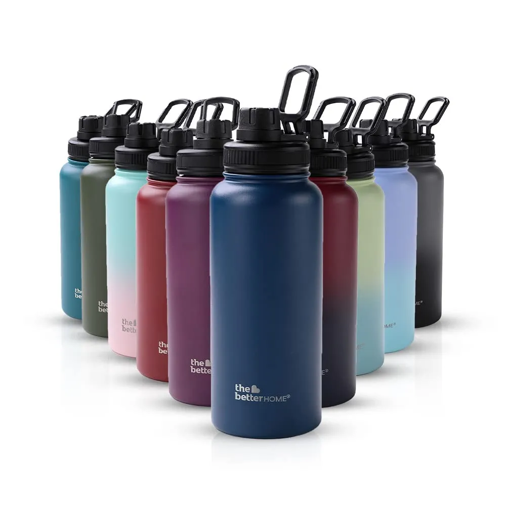 The Better Home Insulated Water Bottle 1 Litre | Double Wall Hot and Cold Water for Home, Gym, Office | Easy to Carry & Store | Insulated Stainless Steel Bottle (Pack of 1, Deep Blue)