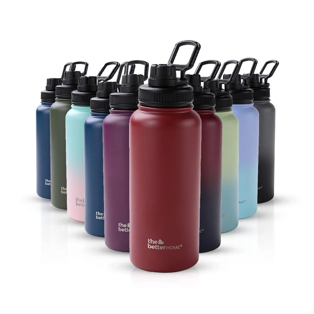 The Better Home Insulated Water Bottle 1 Litre | Double Wall Hot and Cold Water for Home, Gym, Office | Easy to Carry & Store | Insulated Stainless Steel Bottle (Pack of 1, Maroon)