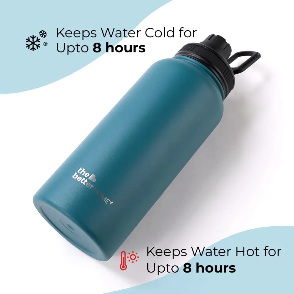 The Better Home Insulated Water Bottle 1 Litre | Double Wall Hot and Cold Water for Home, Gym, Office | Easy to Carry & Store | Insulated Stainless Steel Bottle (Pack of 1, Teal)