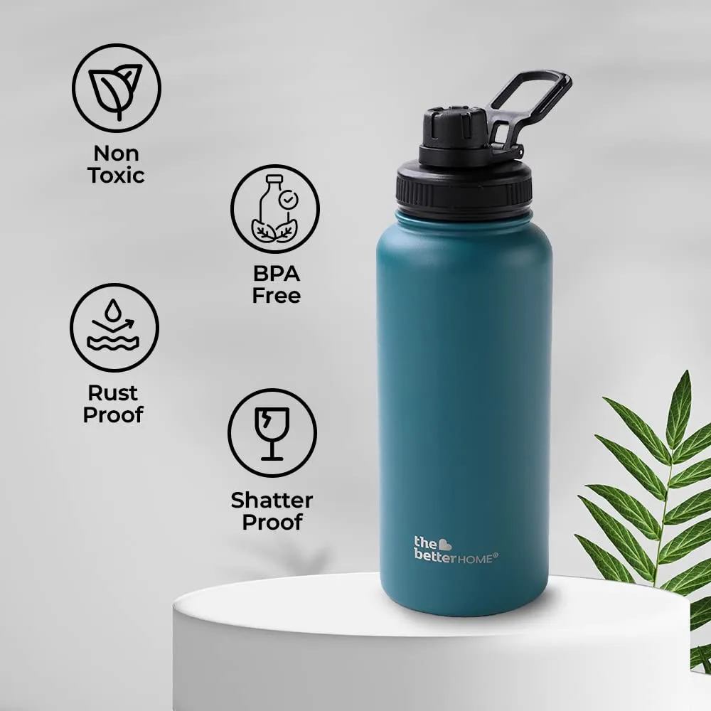 The Better Home Insulated Water Bottle 1 Litre | Double Wall Hot and Cold Water for Home, Gym, Office | Easy to Carry & Store | Insulated Stainless Steel Bottle (Pack of 1, Teal)