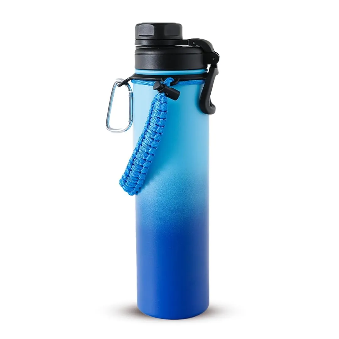 The Better Home Insulated Water Bottle for Gym Kids Office|Thermos Stainless Steel Vacuum Insulated Flask with Rope and Carabiner 18 hrs Hot Water Bottle for Boys and Girls | 750ml (Blue)