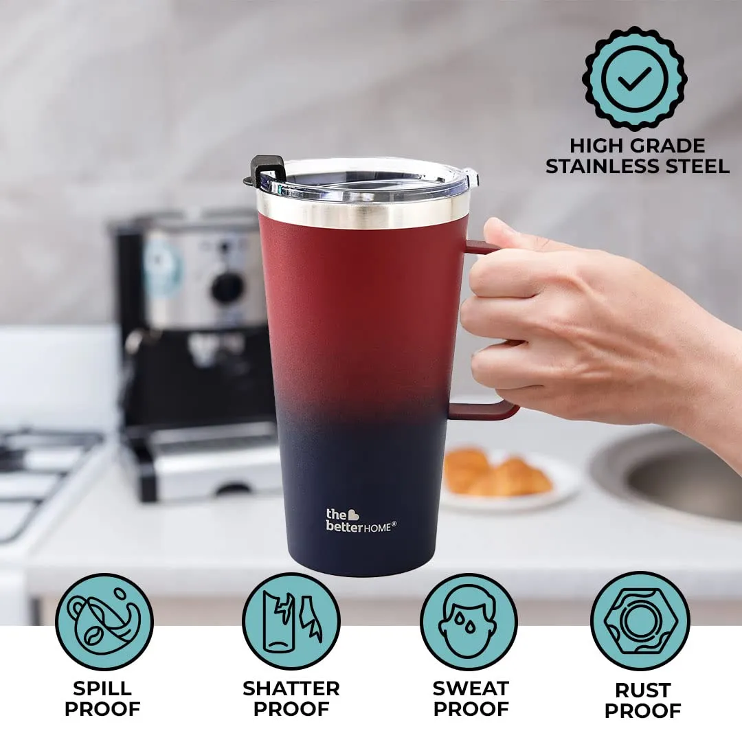 The Better Home Pack of 3 Insulated Coffee Tumbler with straw, Coffee Mug & Stainless-Steel Bottle | Double-Walled 304 Steel | Leakproof | Ideal for Travel Home Office | 6 hrs Hot & Cold | Maroon-Blue