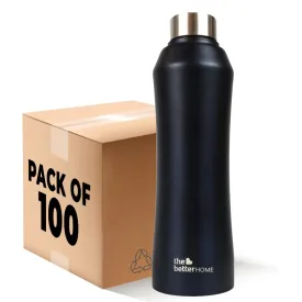 The Better Home Stainless Steel Water Bottle 1 Litre | Non-Toxic & BPA Free Water Bottles 1  Litre | Rust-Proof, Lightweight, Leak-Proof & Durable Steel Bottle For Home, Office & School (Pack of 100)