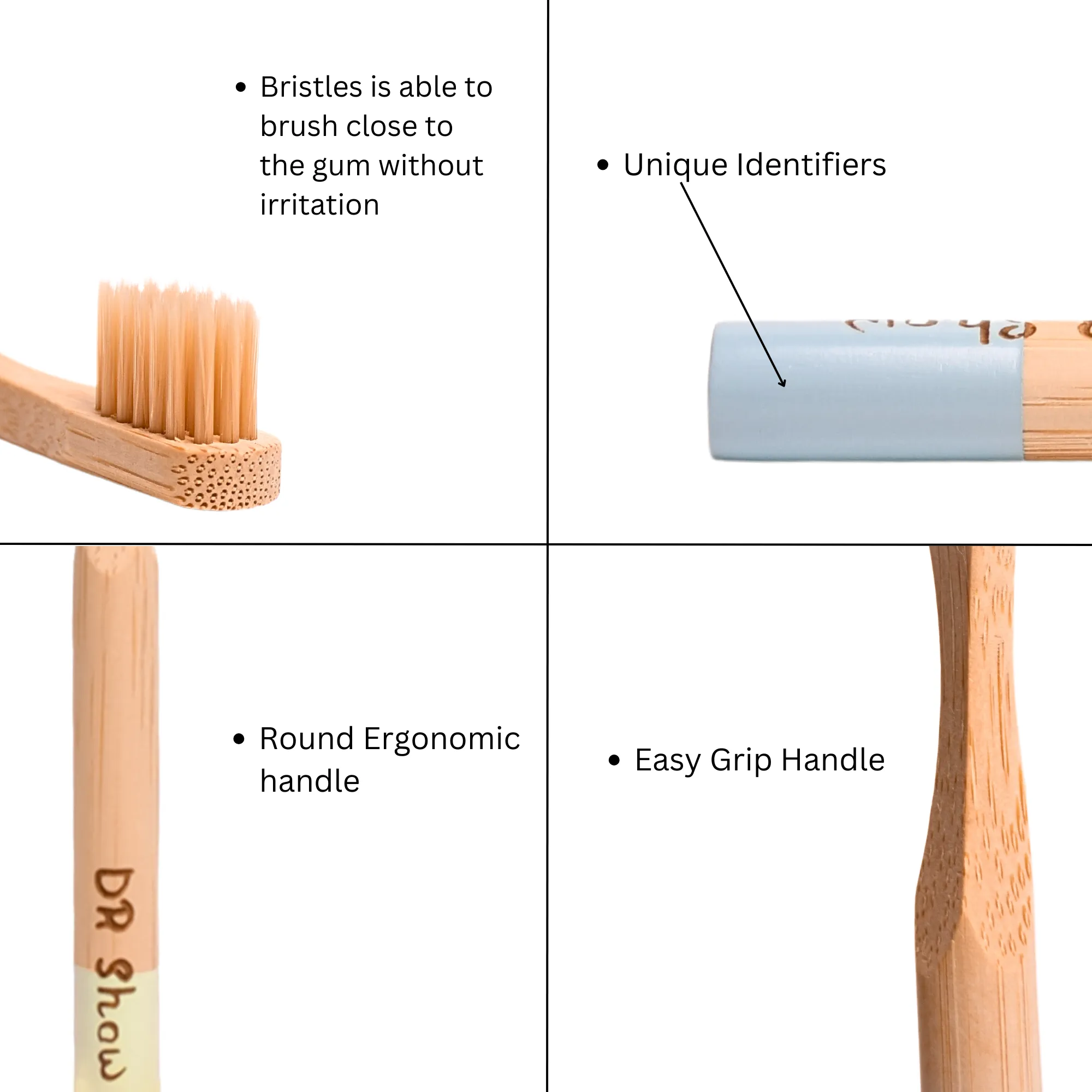 THE LITTLE LOOKERS Natural Bamboo Baby Toothbrush with Sensitive Gentle Soft Bristles for Babies/ Kids/Toddlers - Multicolor (Pack of 3)