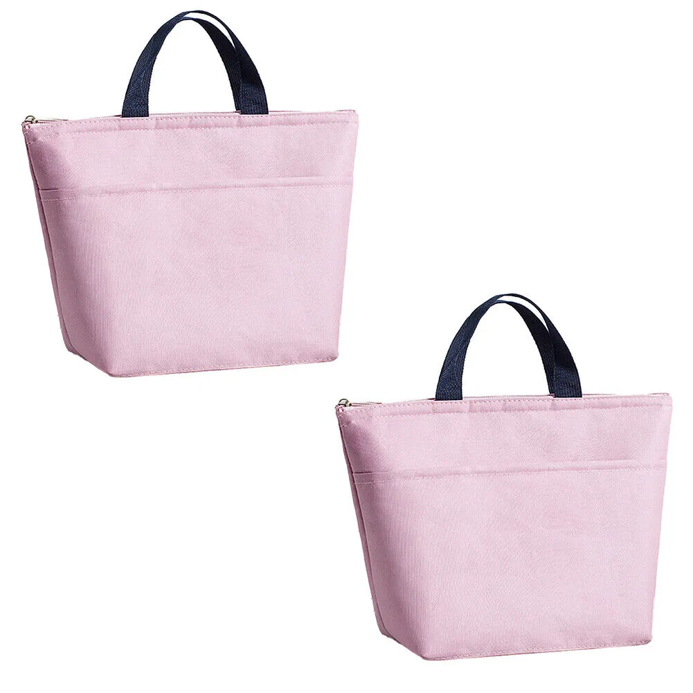 US 1-2Pcs Portable Lunch Tote Bag Oxford Thermal Insulated Storage Container Box