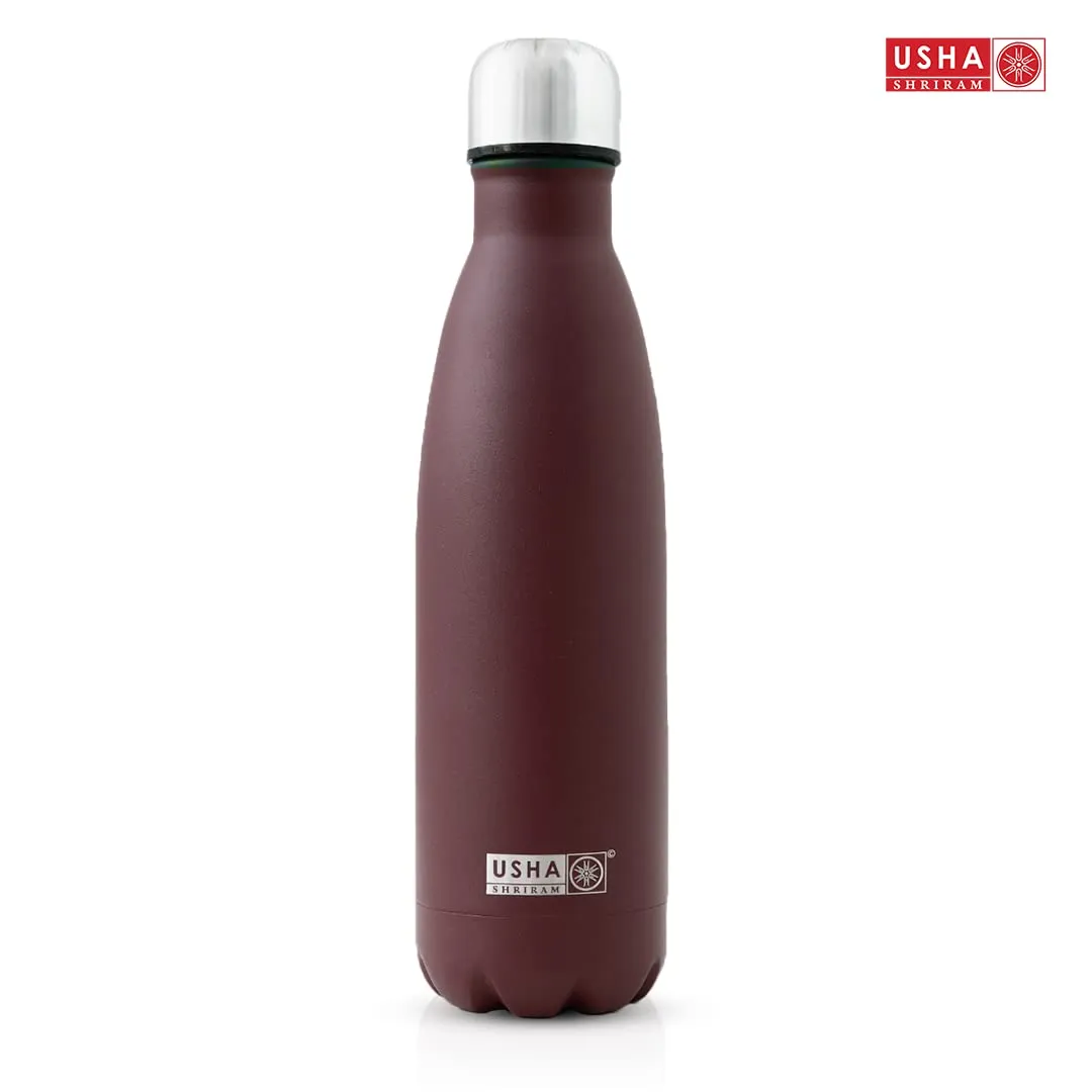 USHA SHRIRAM Insulated Stainless Steel Water Bottle (500ml) | Water Bottle for Home, Office & Kids | Hot for 18 Hours, Cold for 24 Hours | Rust-Free & Leak-Proof (Multi-Colour, Pack of 6)