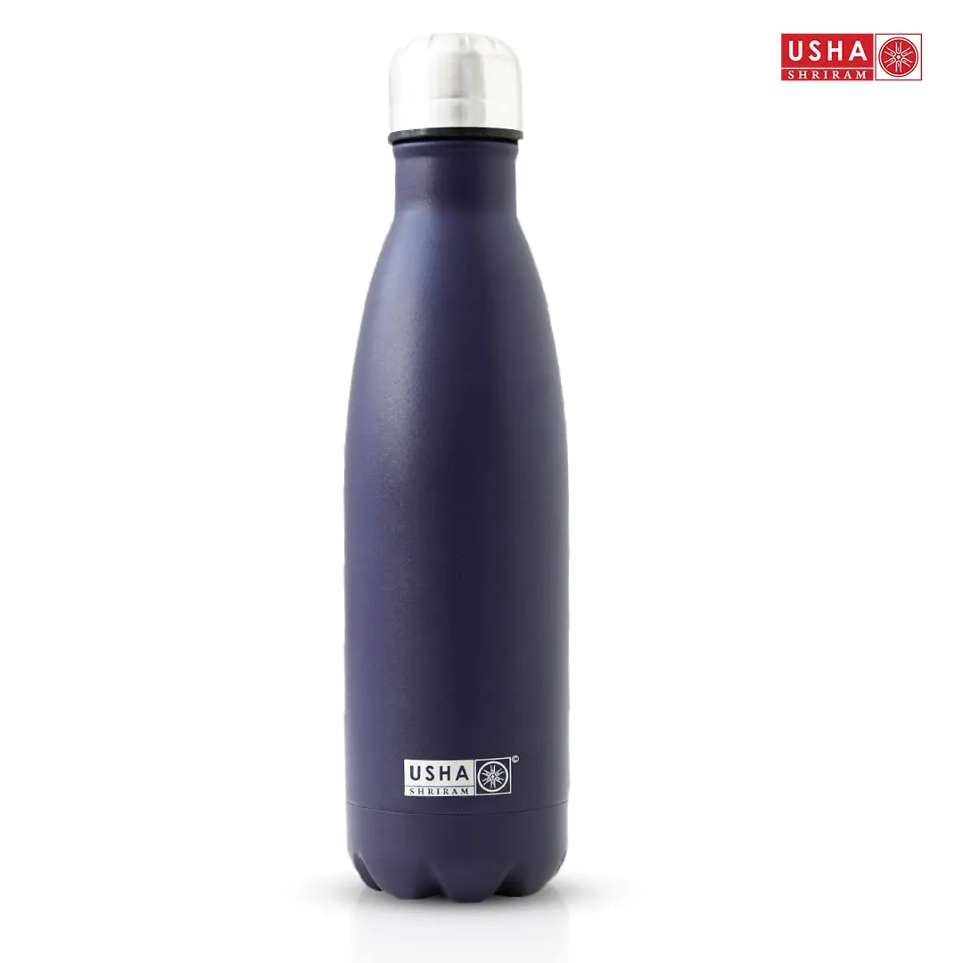 USHA SHRIRAM Insulated Stainless Steel Water Bottle (500ml) | Water Bottle for Home, Office & Kids | Hot for 18 Hours, Cold for 24 Hours | Rust-Free & Leak-Proof (Multi-Colour, Pack of 6)