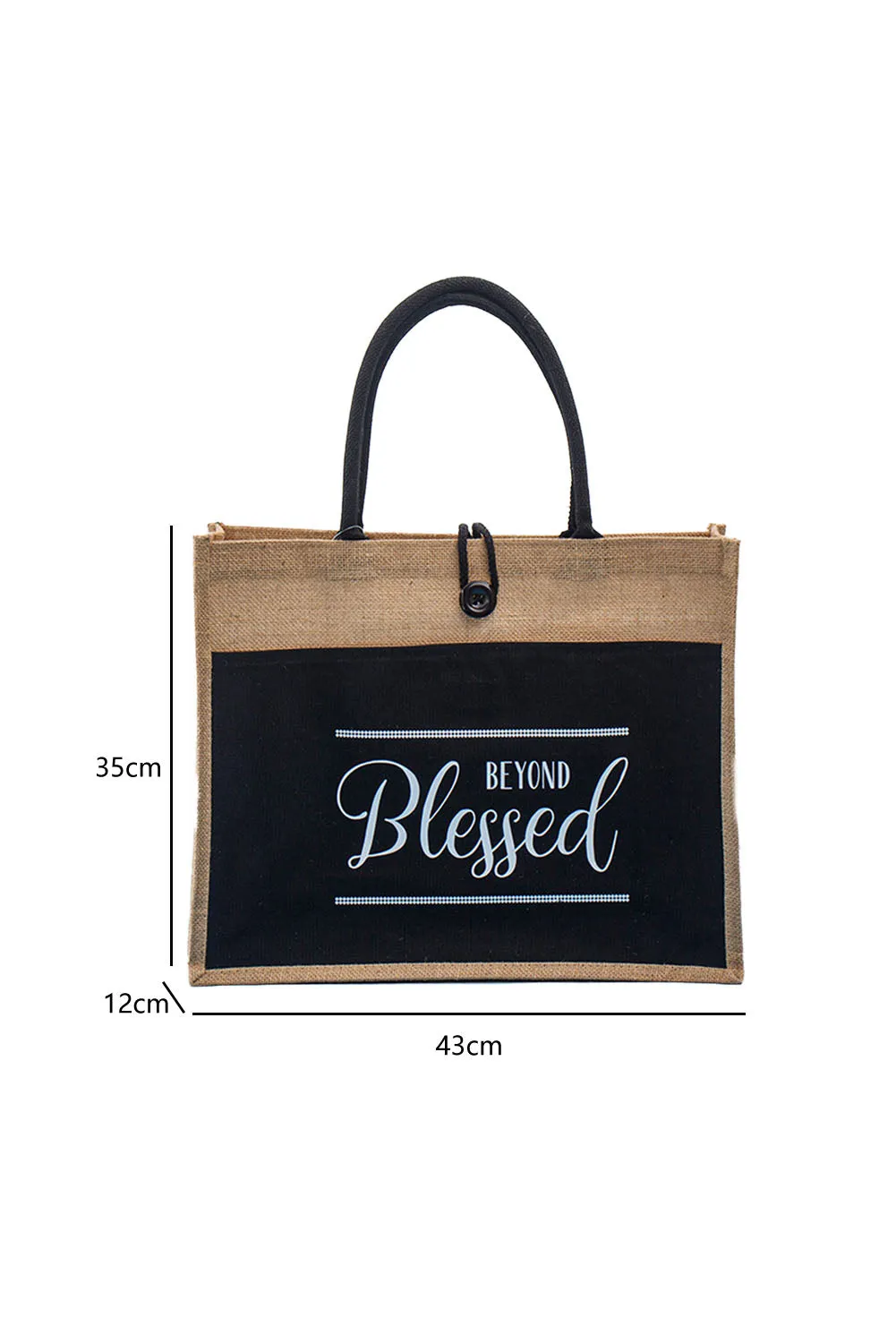 Vintage Black "BEYOND BLESSED" Burlap Bag