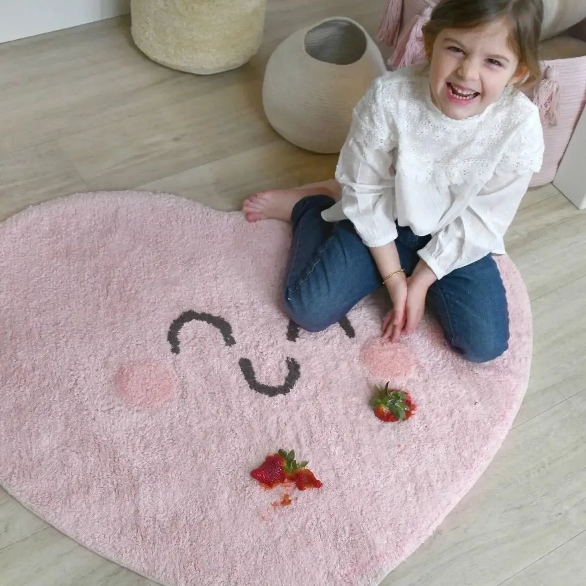 Washable cotton rug "happy heart"