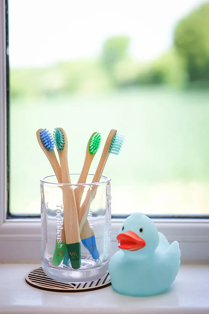 Wild & Stone Children's Bamboo Toothbrush - 4 Pack - Aqua