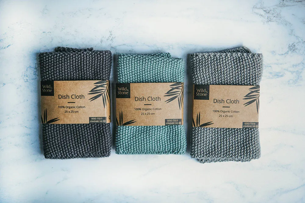 Wild & Stone Organic Cotton Dish Cloth - Slate Grey