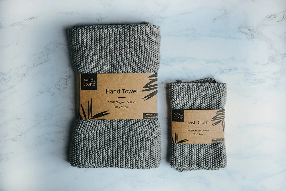 Wild & Stone Organic Cotton Hand Towels - Dove Grey