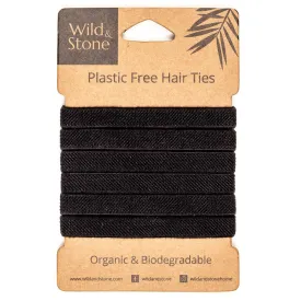 Wild & Stone Plastic Free Hair Ties - Black 6 Pack