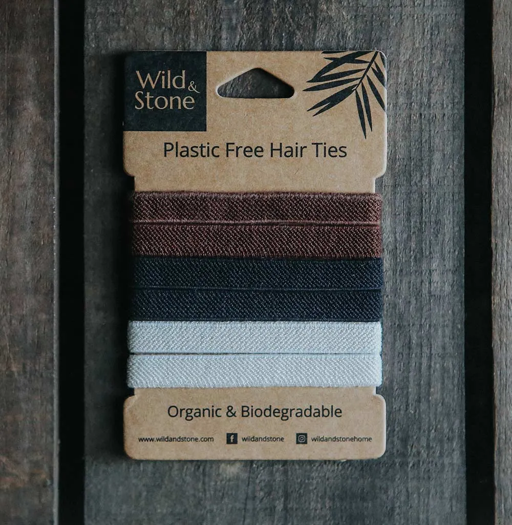 Wild & Stone Plastic Free Hair Ties - Natural 6 Pack